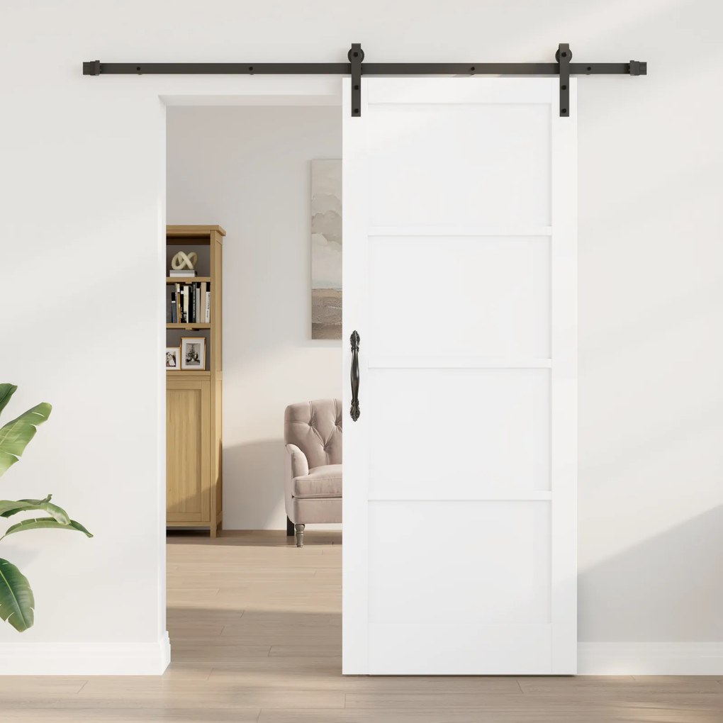 Porta deslizante vidaXL com Conjunto de Hardware Branca 83x211 cm de M