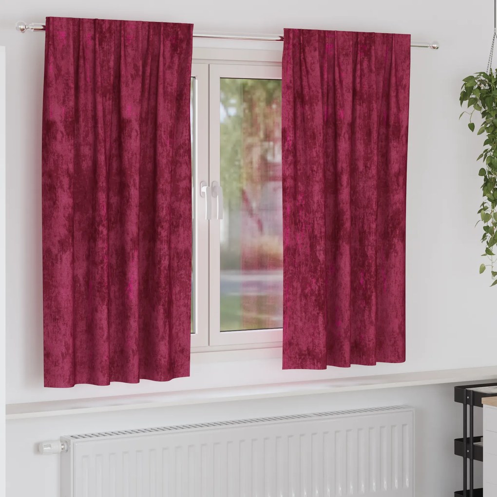 vidaXL Cortinas 2 pcs com Olhais Bordô 175x140 cm