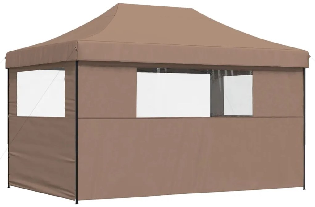 Tenda p/ festas pop-up dobrável com 3 paredes laterais castanho
