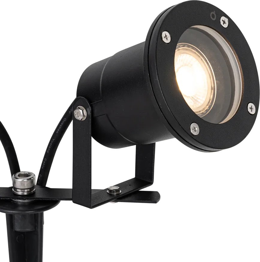 Foco de jardim moderno preto com cabo e ficha 150cm 2-luzes IP65 - Basic