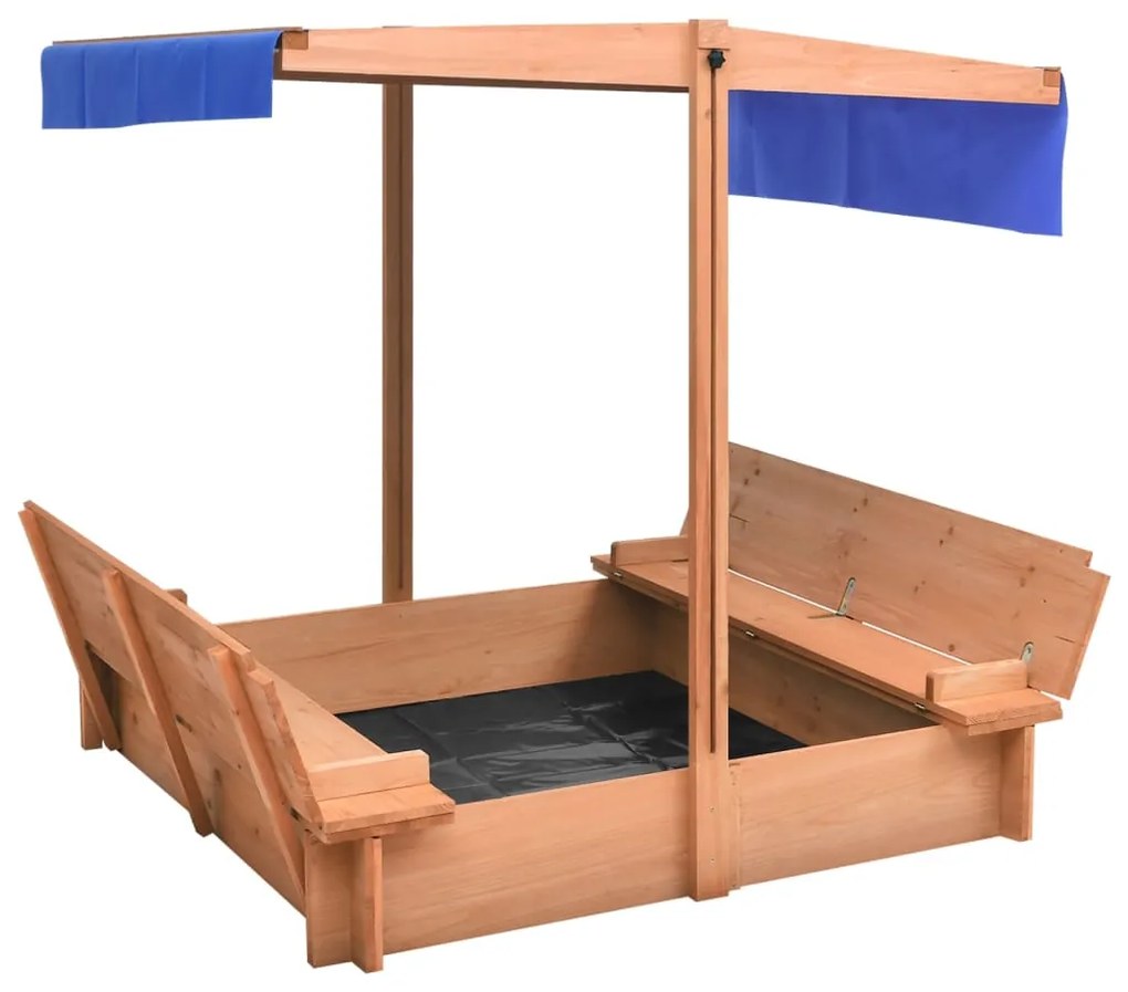 316474 vidaXL Caixa de areia com teto 112x112x112 cm madeira de abeto