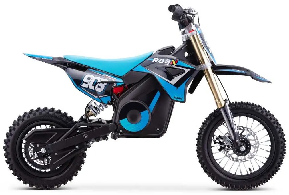 Mini moto elétrica para crianças MINICROSS 1100W Roan 903 motor eléctrico Brush 12/10" Azul