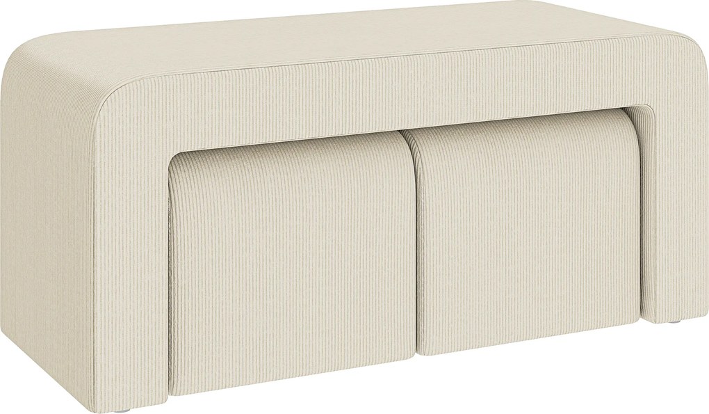 HOMCOM Conjunto de 3 Bancos Grande de Sapatos e 2 Pequenos Bancos Modernos em Veludo Carga 120 kg 104x44x48 cm Creme | Aosom Portugal