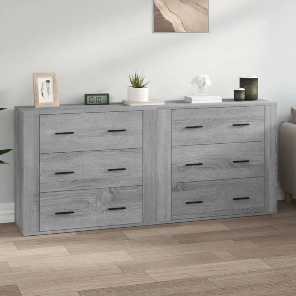 vidaXL Aparadores 2 pcs derivados de madeira cinzento sonoma