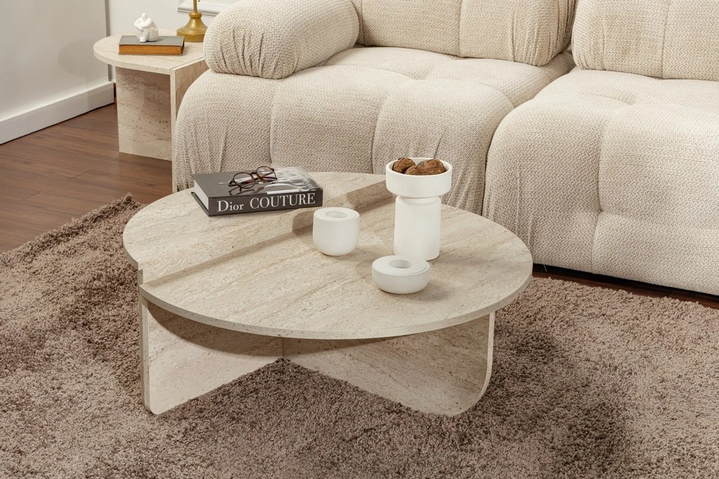 Mesa de Centro "Orion" – Travertine, Conjunto Modular, 90x60x30 cm, De