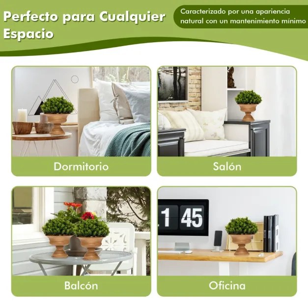 Conjunto de 4 plantas artificiais com vaso vintage para mesa de centro, pequenos pinheiros falsos, mini plantas falsas de interior, verdes