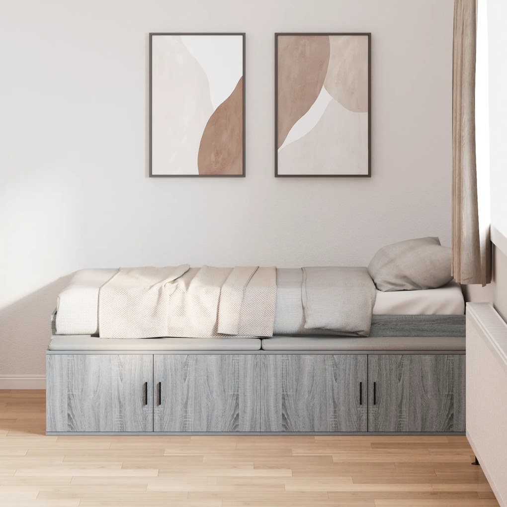 Estrutura de Cama com Armazenamento Cinza Sonoma 75x190 cm