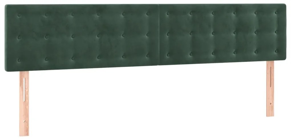 Cabeceira de cama c/luzes LED veludo 160x5x78/88cm verde-escuro
