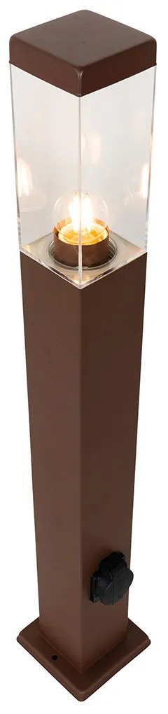 Candeeiro de exterior castanho ferrugem 80 cm com tomada IP44 - Malios