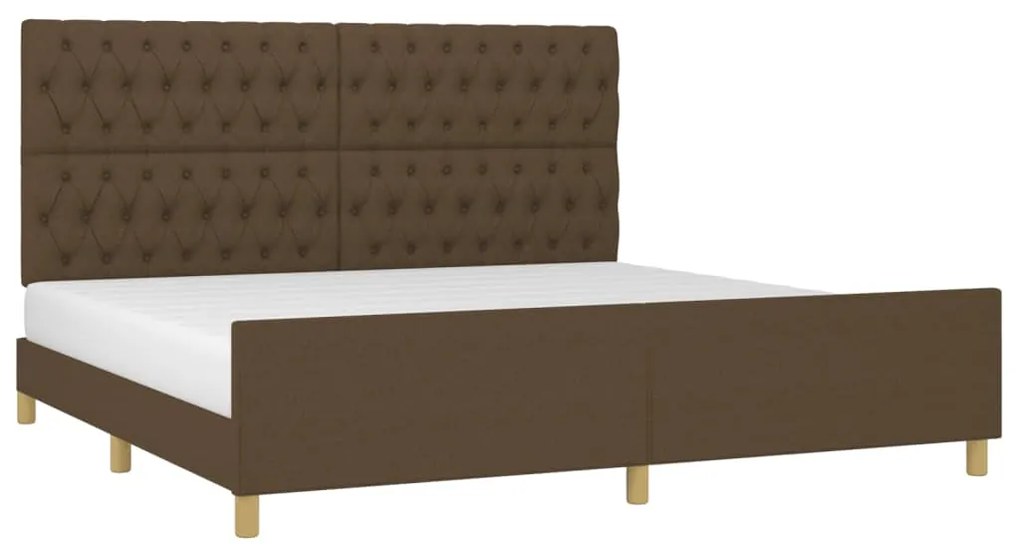 Estrutura de cama c/ cabeceira 200x200cm tecido castanho-escuro