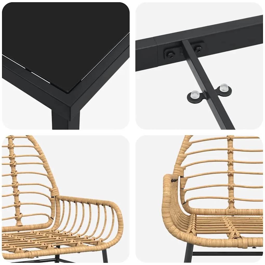 Conjunto de Jantar de Jardim com 9 Peças em Rattan Sintético Marrom