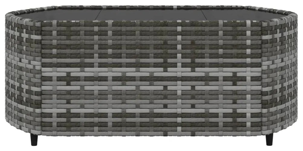 4 pcs conjunto lounge de jardim c/ almofadões vime PE cinzento