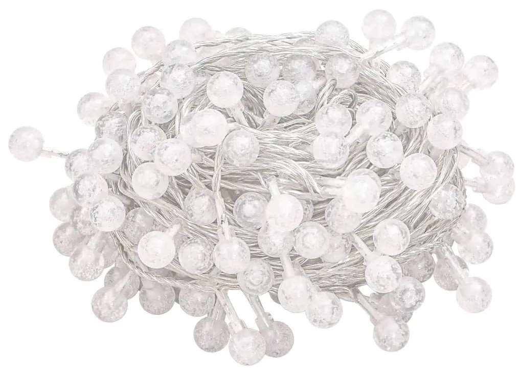 Cordão de luzes em globo 20m 200 LED 8 funções branco quente