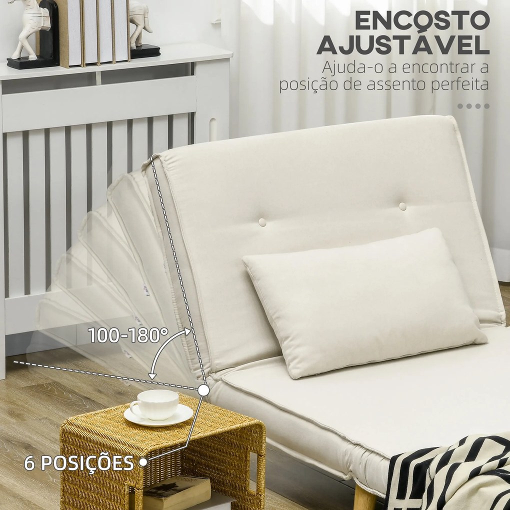 Poltrona 2 em 1 Sofá Cama Individual Dobrável com Encosto Ajustável e