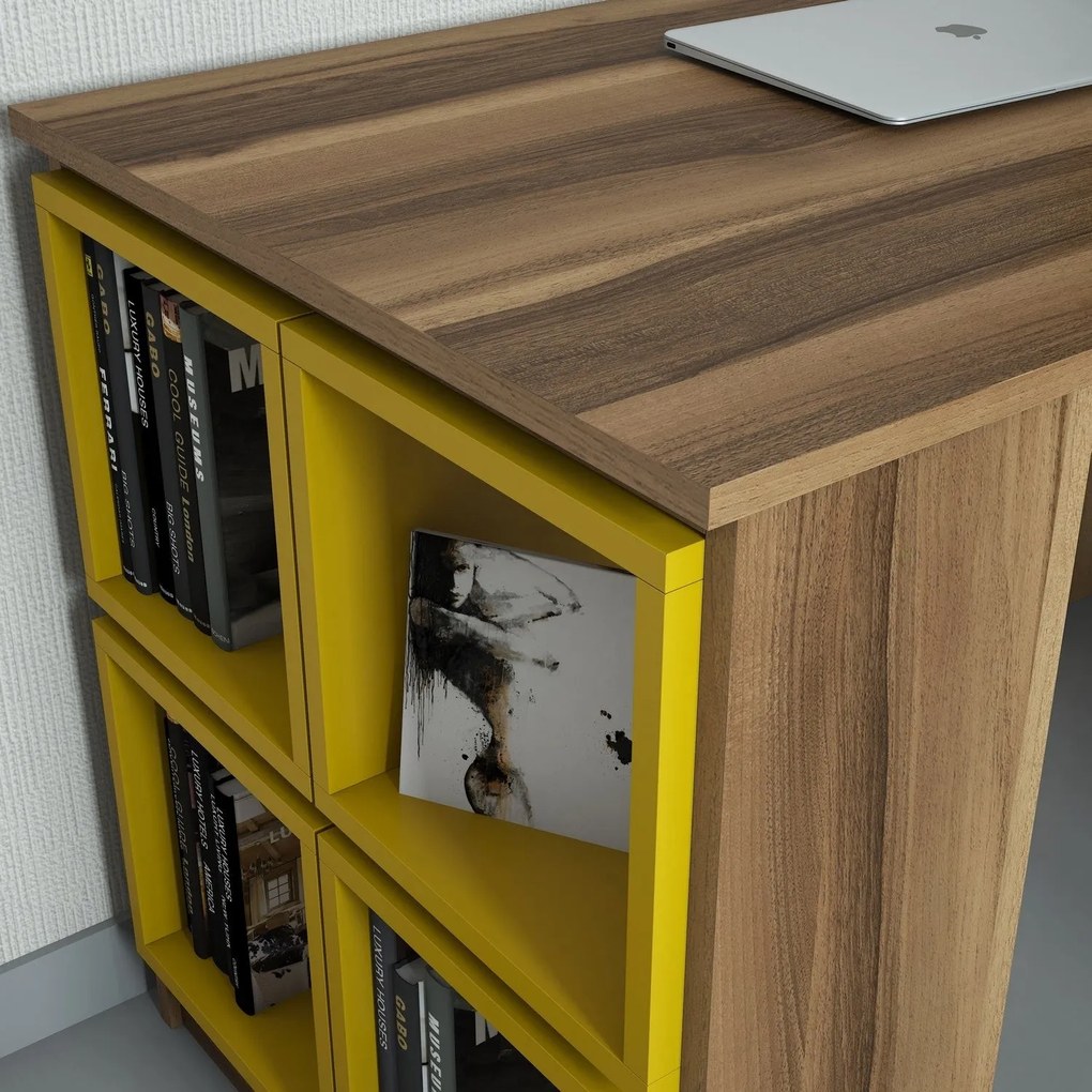 Secretária de Estudo Box – Nogueira – 120x75x65 cm