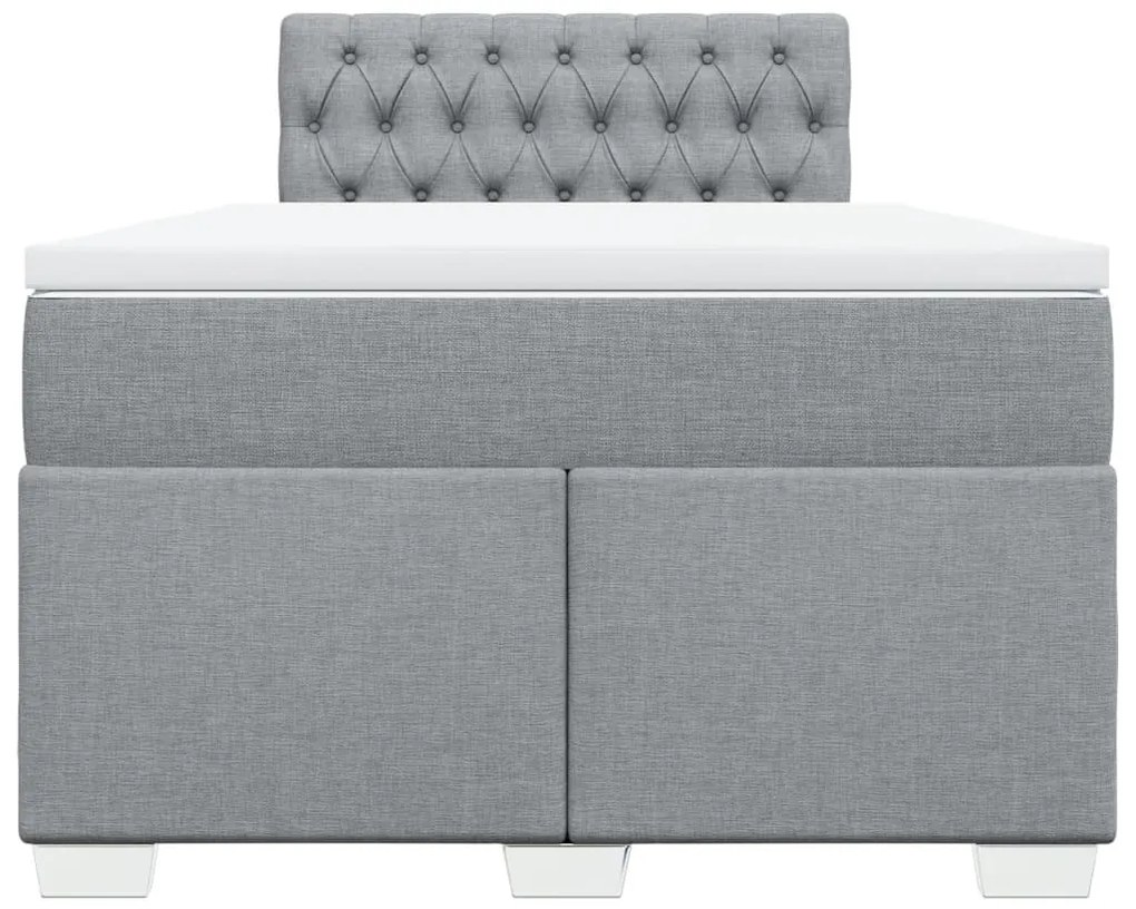 Cama boxspring com colchão 120x190 cm tecido cinzento-claro
