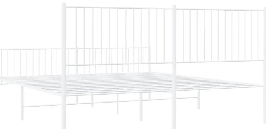 Estrutura de cama com cabeceira e pés 193x203 cm metal branco