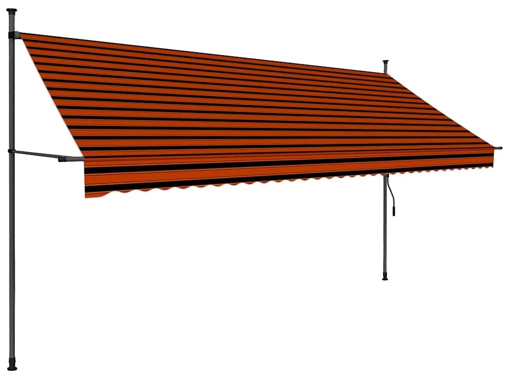 Toldo retrátil manual com LED 350 cm laranja e castanho