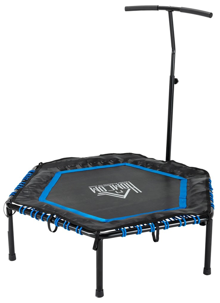 Trampolim Fitness Ø122 Cama Elástica com Guiador Ajustável de 3 Níveis 122-138cm com Capa Protetora e Estrutura de Aço para Interiores e Exteriores Pr
