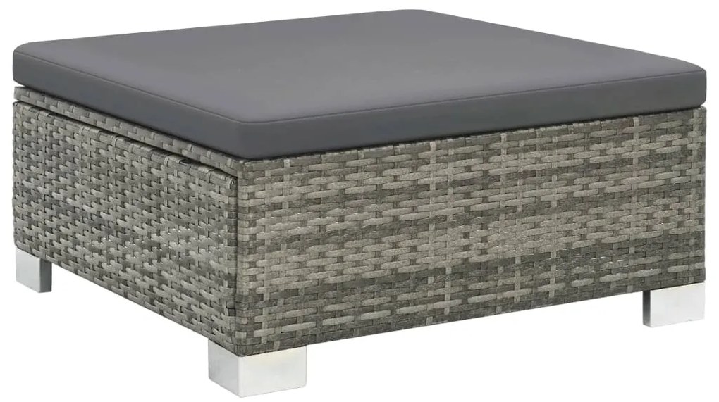 10 pcs conjunto lounge de jardim c/ almofadões vime PE cinzento