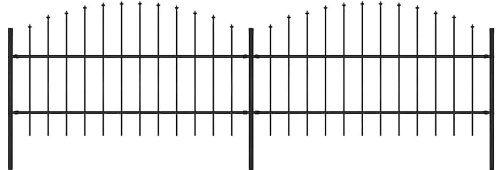 vidaXL Cerca de jardim com ponta de lança em aço 359 cm preta
