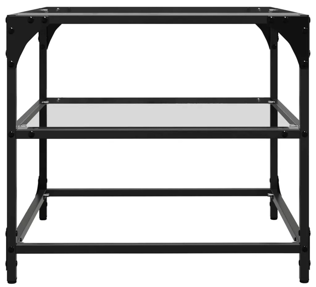Mesa de centro c/ tampo em vidro transparente 50x50x45 cm aço