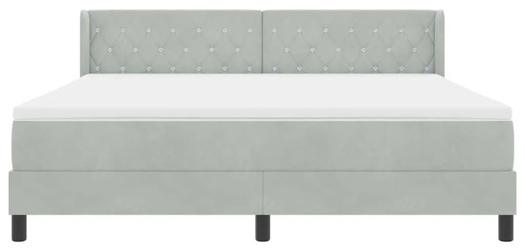 Camaspring vidaXL com colchão Cinza claro 180x200 cm Veludo