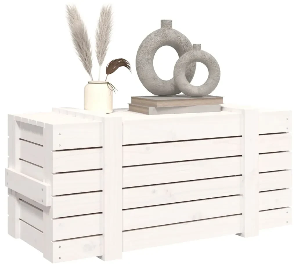 Caixa de arrumação 91x40,5x42 madeira de pinho maciça branco | BIANO