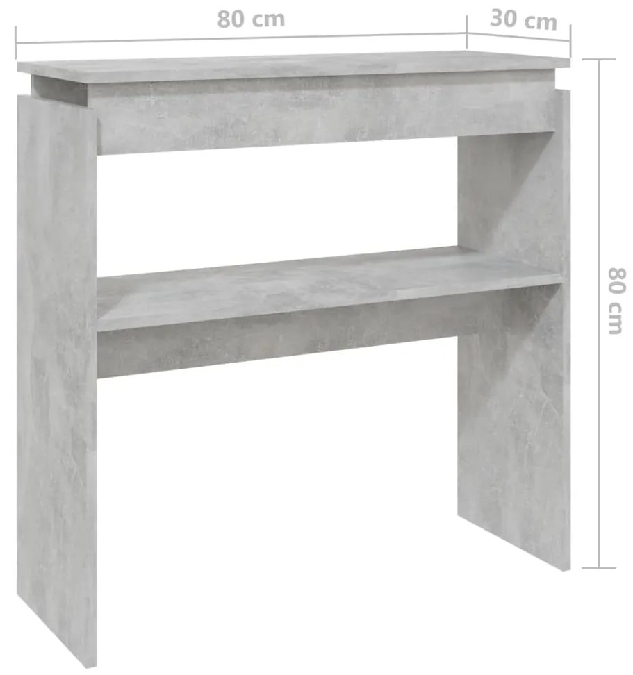 Mesa consola 80x30x80 cm derivados de madeira cinzento cimento