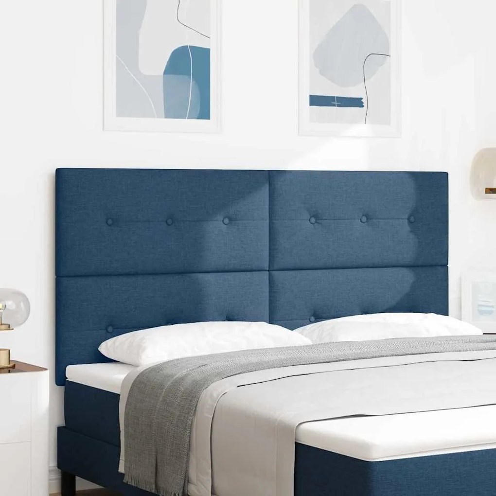 Cabeceira VidaXL Botão Estofada Azul 180 cm Tecido
