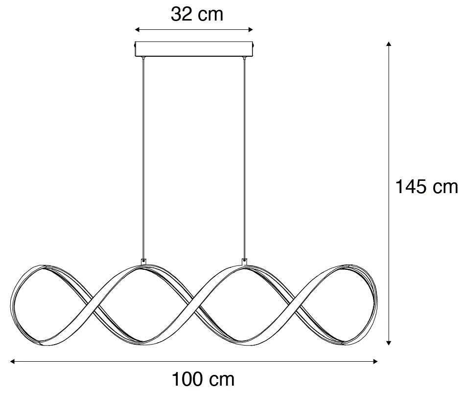 Candeeiro suspenso de design preto 100cm Incl. LED regulável em 3 níveis - Wokkel Design