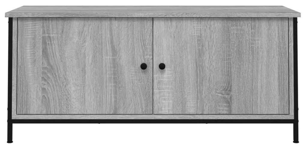 Móvel TV c/ portas 102x35x45 cm deriv. madeira cinzento sonoma