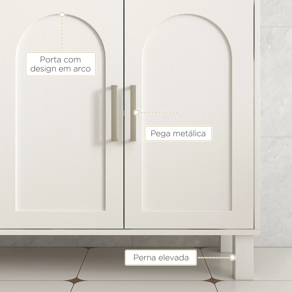 Móvel para Lavatório Suspenso Móvel para Casa de Banho Moderno com 2 Portas e Prateleiras Ajustáveis 90x30x63 cm (LAVATÓRIO NÃO INCLUIDO) Creme