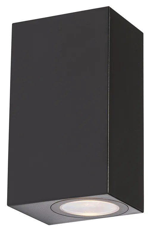 Aplique de parede exterior moderno preto em plástico 2-luzes - Baleno Moderno