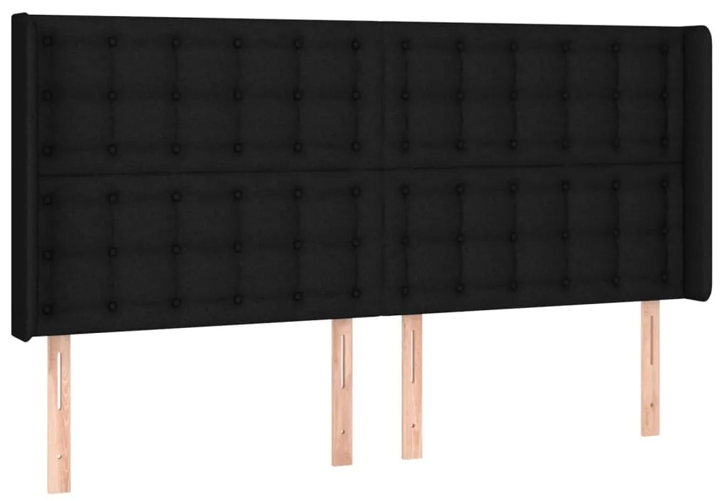 Cama box spring c/ colchão e LED 160x200 cm tecido preto