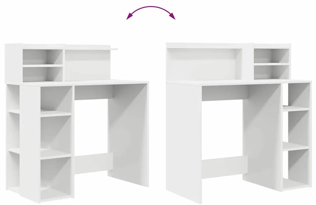 Mesa com Armazenamento Branca 90x48x101.5 cm Madeira Engenheirada