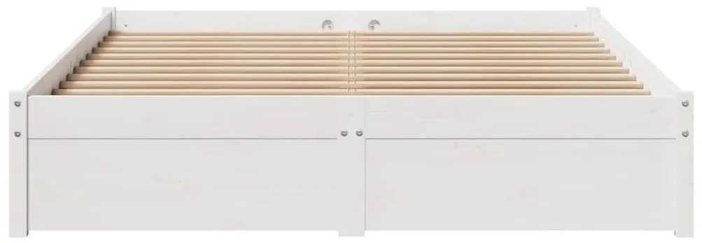 Cama sem colchão 140x190 cm madeira de pinho maciça branco