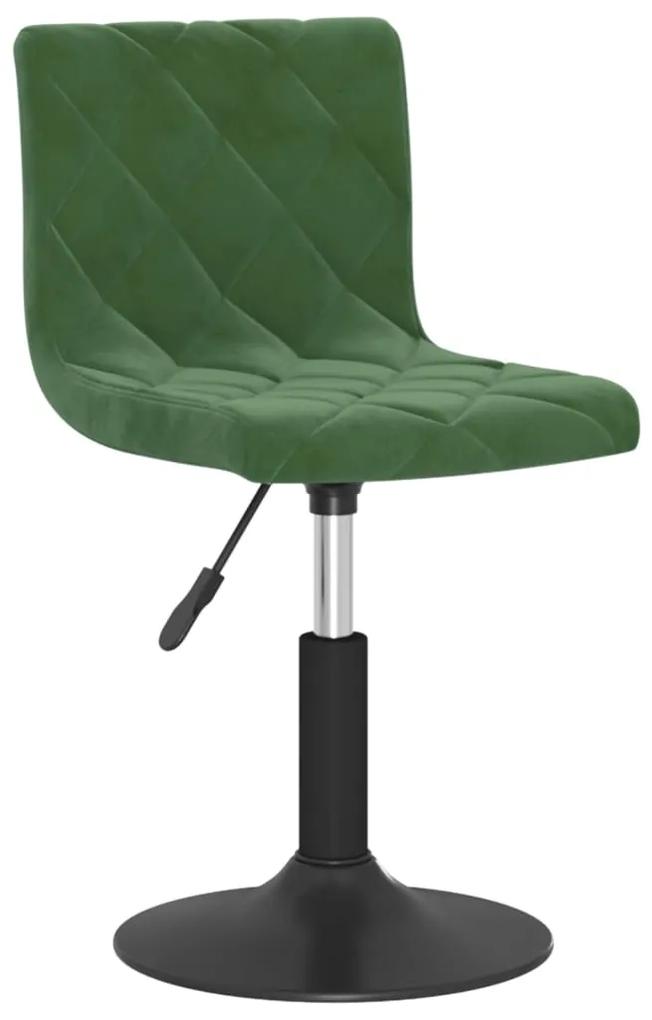 3086386 vidaXL Cadeira de jantar giratória veludo verde-escuro
