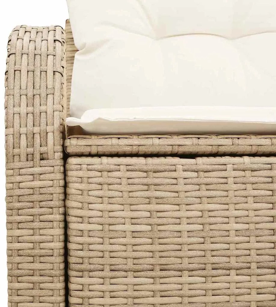 Sofá de Jardim de 2 Lugares com Almofadas em Rattan Poli Bege