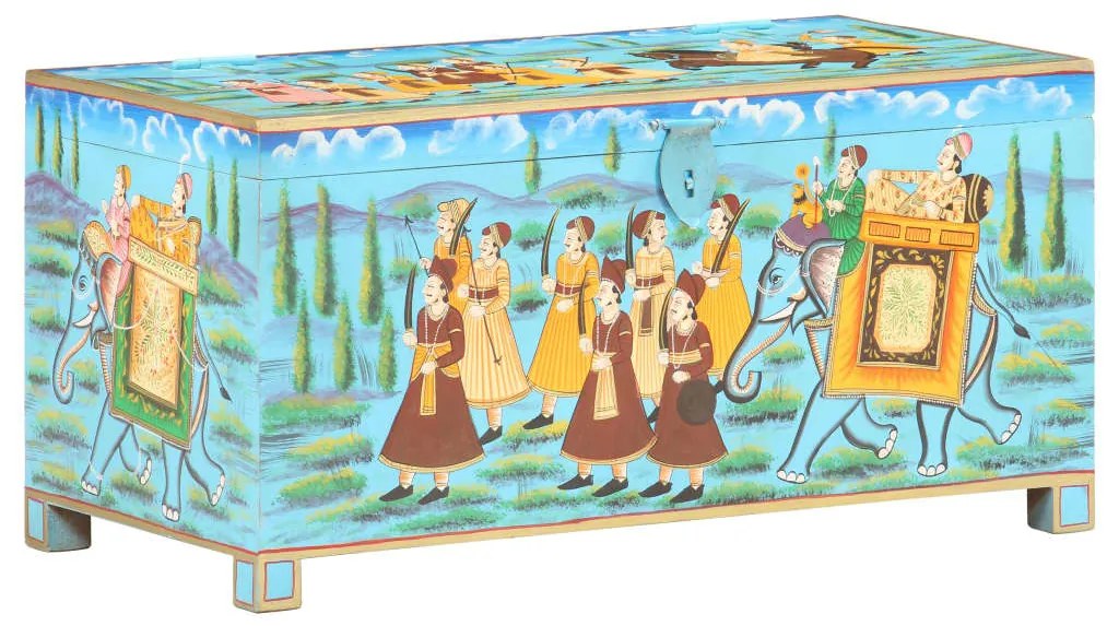 vidaXL Caixa arrumação 80x40x40cm madeira mangueira maciça pintada mão