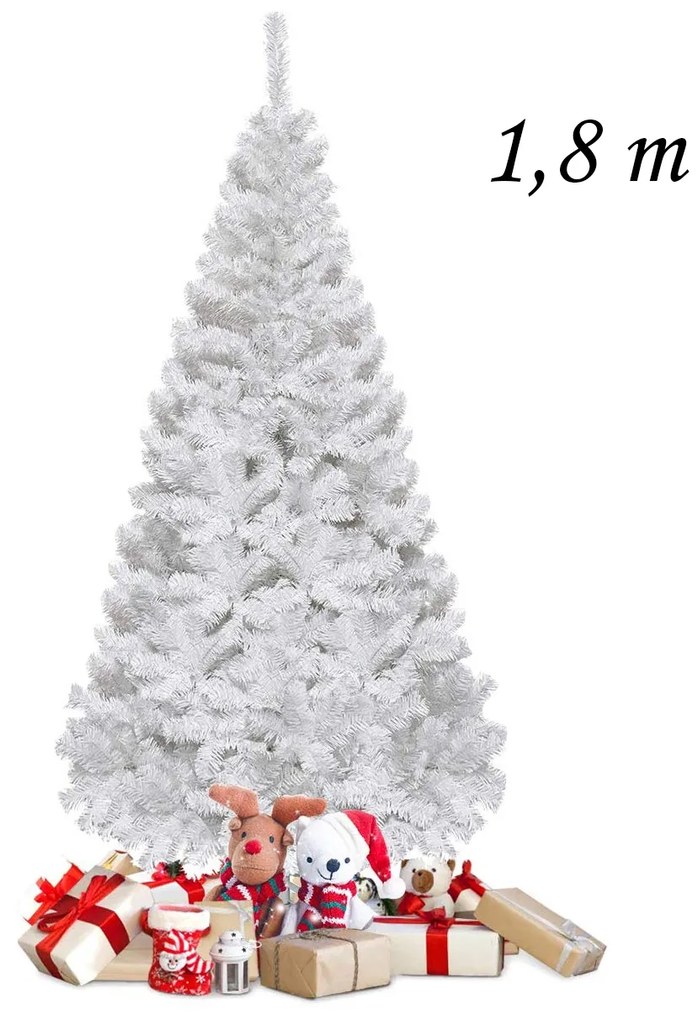Árvore de Natal Artificial de 180cm com Base Metálica Material PVC Decoração de Festa Branca