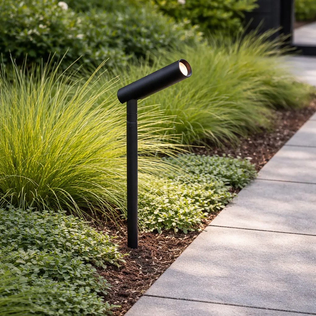 Foco de jardim moderno 12V preto 10cm incl. LED IP65 - Voltaire Lino