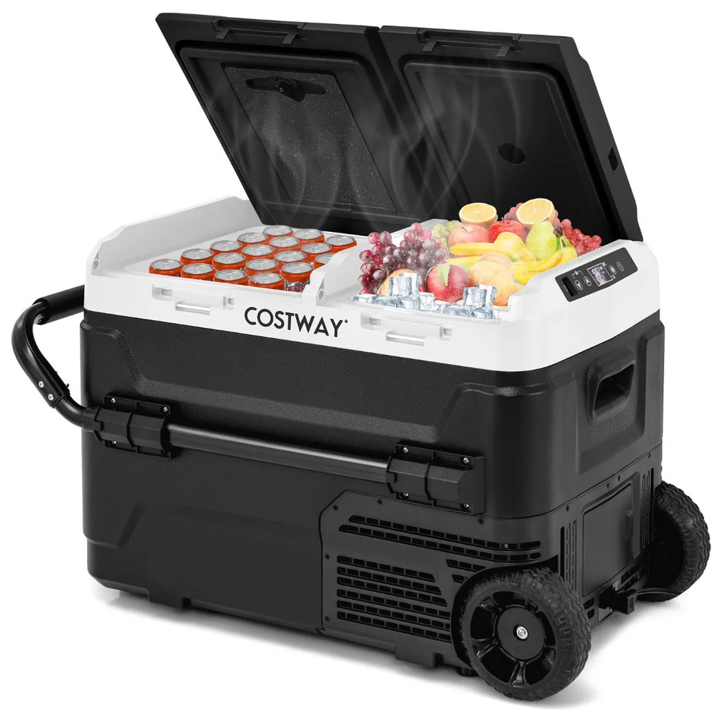 Gelaeira 40L 12V portátil com compressor (-20 ℃ ~ 20 ℃) para viagens, campismo preto