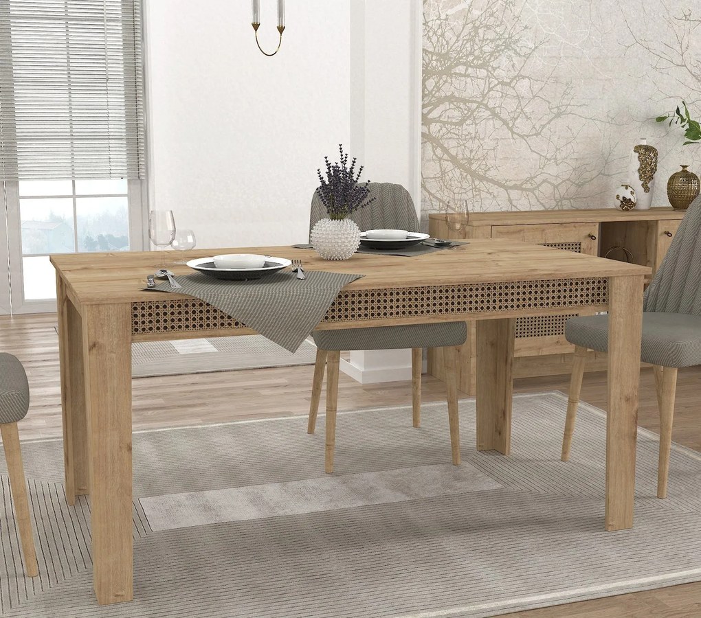 Mesa de Jantar "Madura" – 150x85x73.8 cm – Carvalho Artesanal – Design