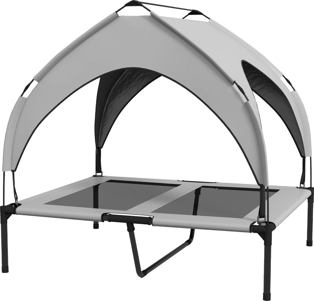 PawHut Cama para cão com dossel, respirável, resistente à água, até 30 kg, 91 x 76 x 89 cm, Cinza claro | Aosom Portugal