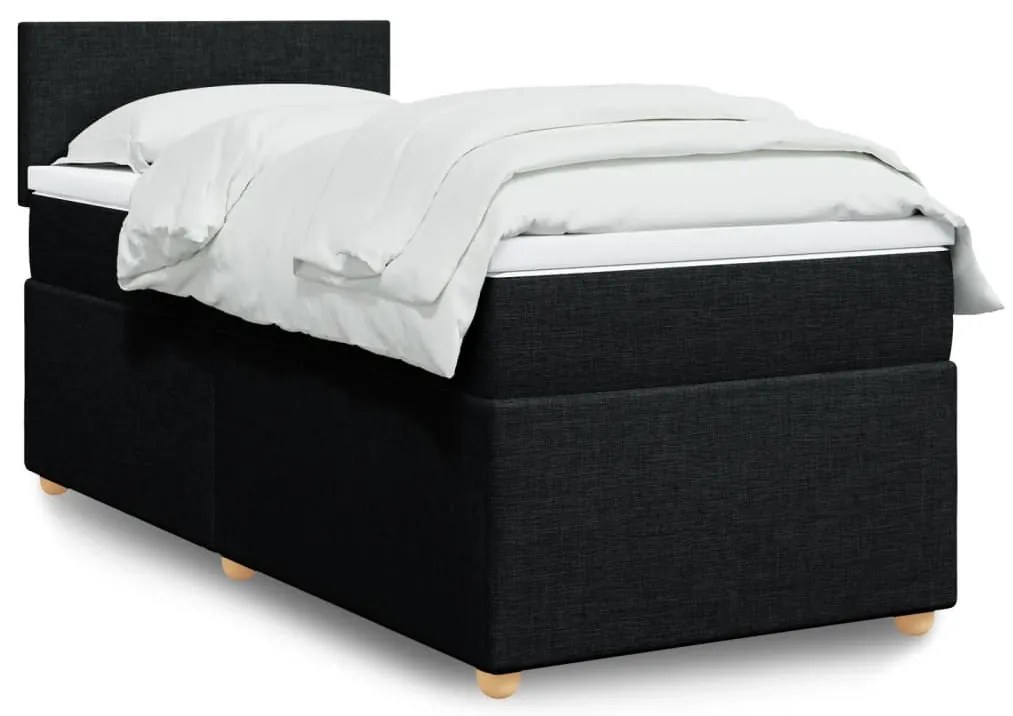 vidaXL Cama com molas/colchão 90x200 cm tecido preto