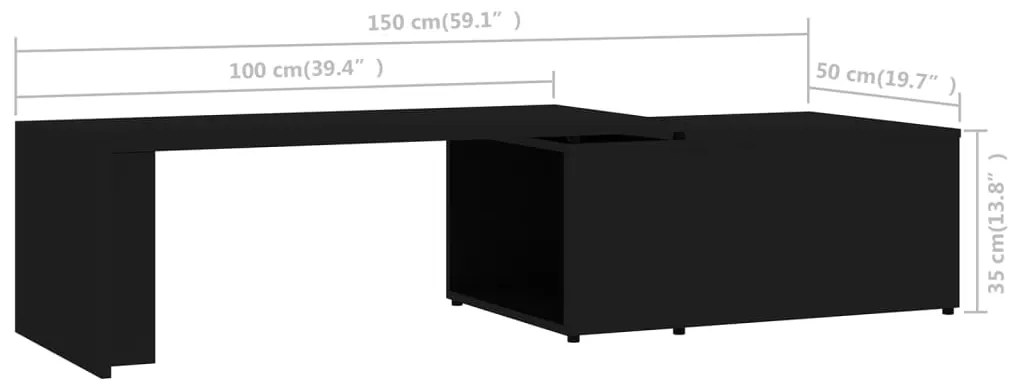 Mesa de centro 150x50x35 cm derivados de madeira preto