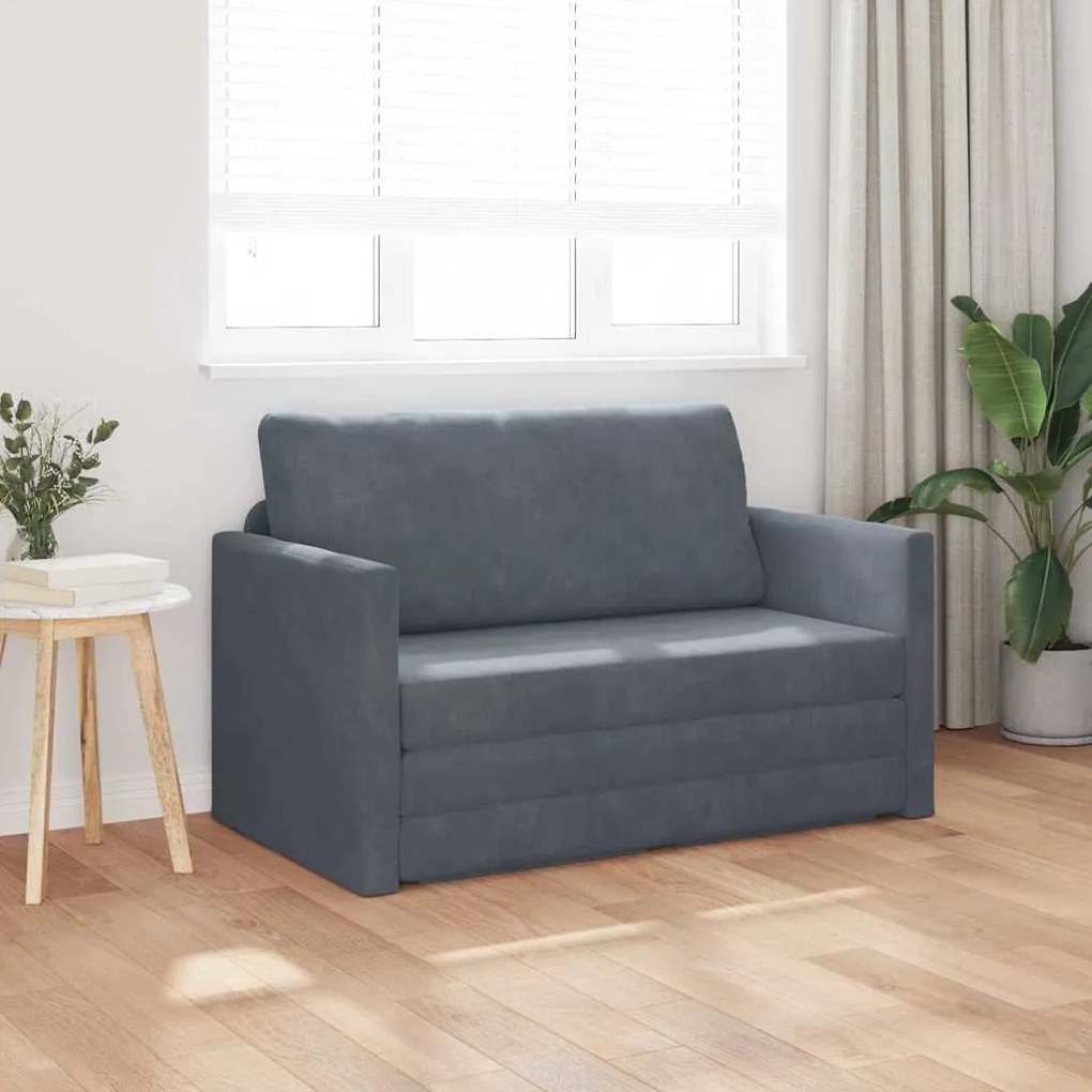 Sofá cama de chão 2 em 1 Cinza Escuro 124x204x61 cm Veludo