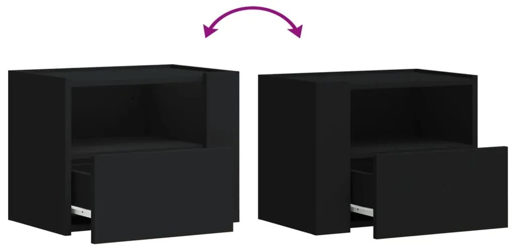 Mesa de cabeceira de parede 45x30x35 cm preto