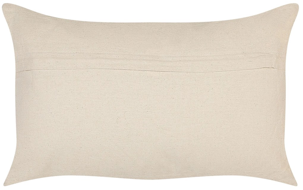 Conjunto de 2 almofadas decorativas em algodão laranja e branco com padrão geométrico 30 x 50 cm INULA Beliani